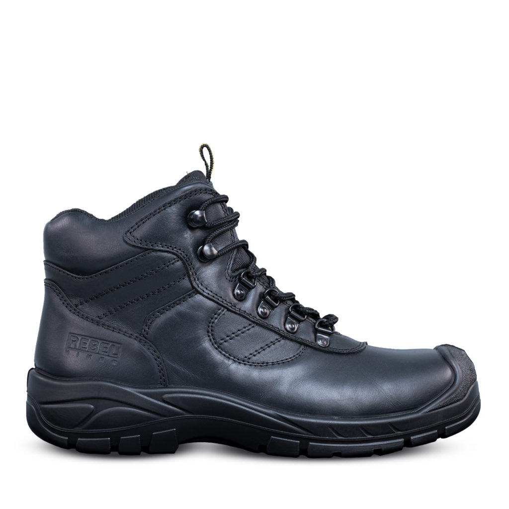 black flat hiker boots