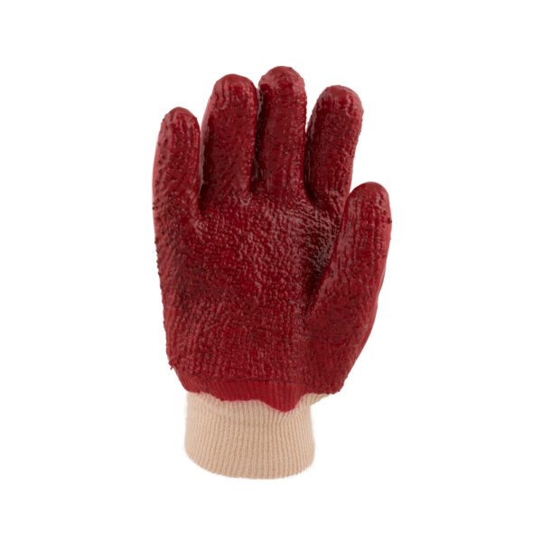 Red PVC Heavy Duty Gloves Rough Palm