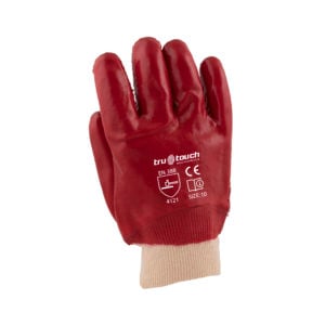 PVC Heavy Duty Red Knit Wrist -5cm - Rough Palm_Back