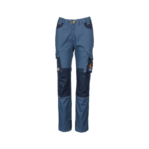 REBEL Ladies Tech Gear Acid Flame Trousers Airforce Blue - Image 5