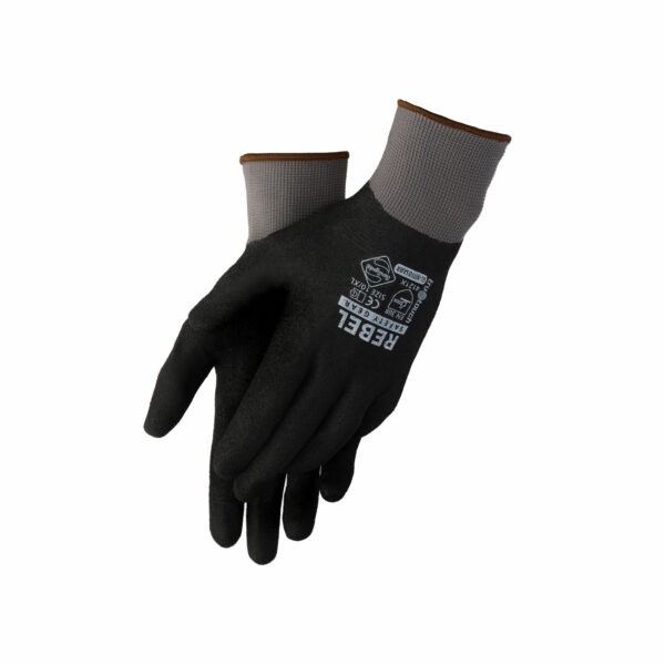 REBEL Tru Touch Black Full Dip Sandy Nitrile Gloves - Image 4