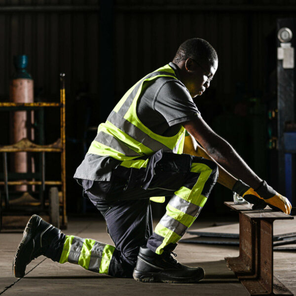 REBEL Men’s Tech Gear Trousers NightGlo Lime and Gun Metal - Image 2